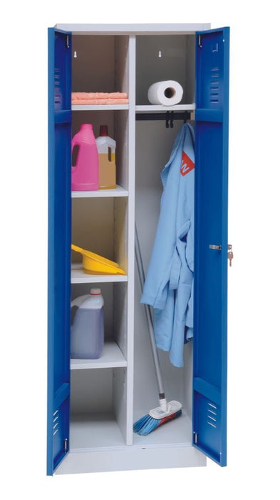 Craft Storage Cabinet , 71"h x 32"w x 20"d , Blue Door , Grey Frame