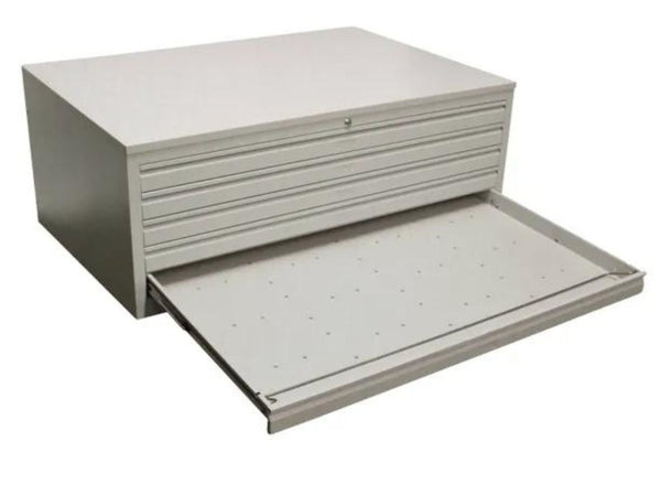 Craft Flat File Cabinet , 21"h x 44"w x 33"d , 5 Drawers , Grey