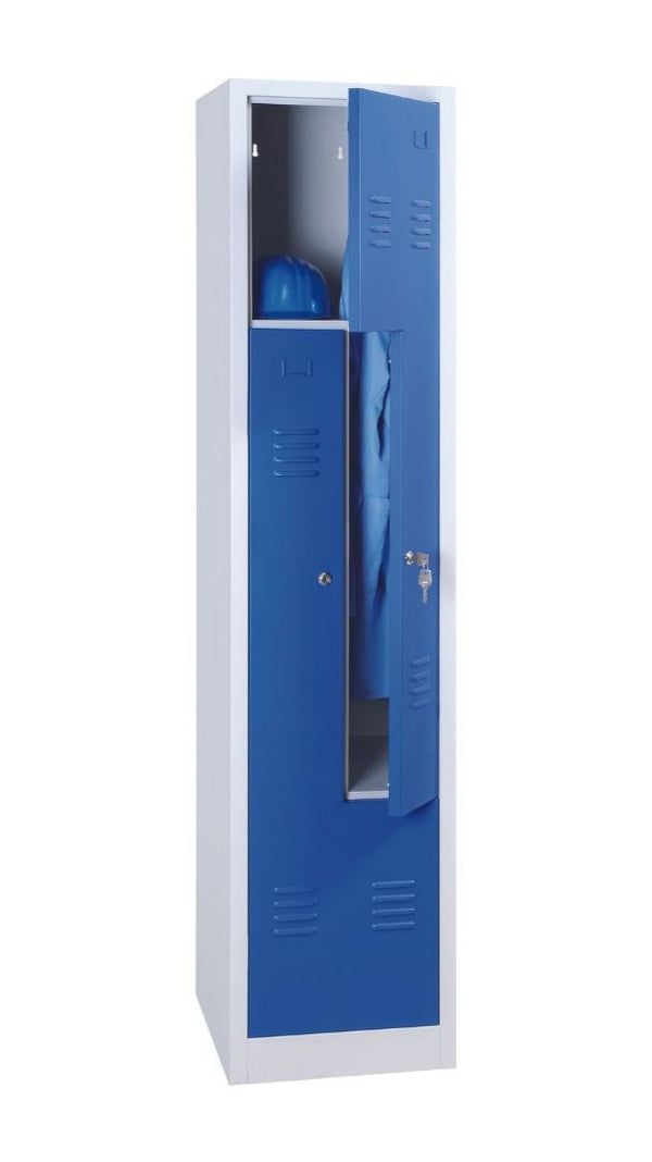 Craft Locker , Z Type , Double Tier , Single Stack , 2 x 1 , 71"h x 16"w x 20"d , Blue Door , Grey Frame