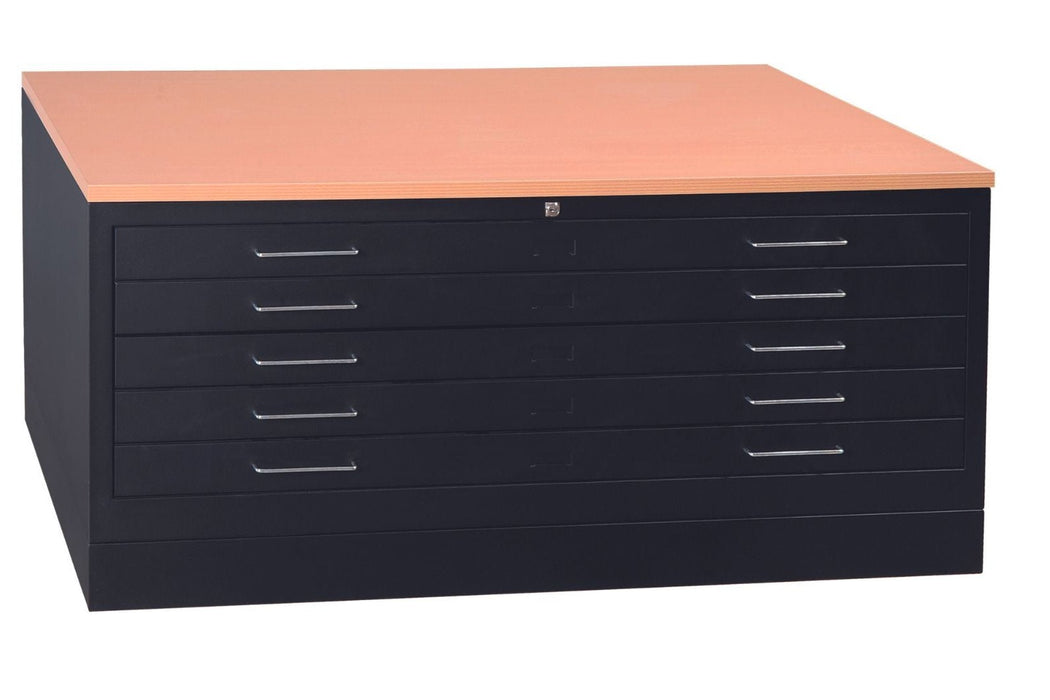 Craft Flat File Cabinet , 21"h x 55"w x 37"d , 5 Drawers , Black