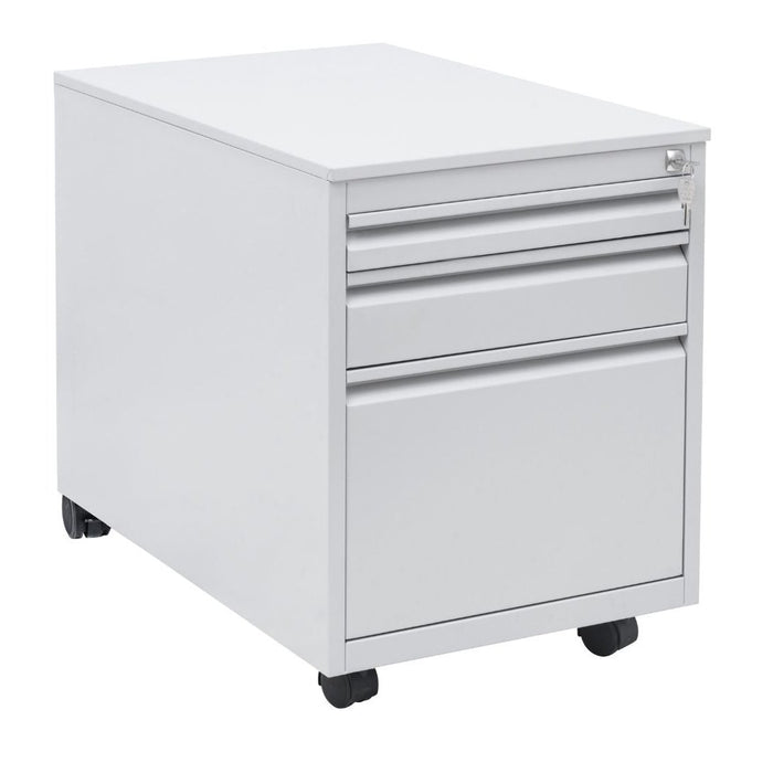 Craft Mobile Pedestal , 24"h x 18"w x 31"d , Grey , 2+1 , ( 1 deep + 1 shallow + 1 pen drawer )