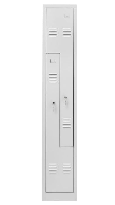 Craft Locker , Z Type , Double Tier , Single Stack , 2 x 1 , 71"h x 16"w x 20"d , Grey Door , Grey Frame