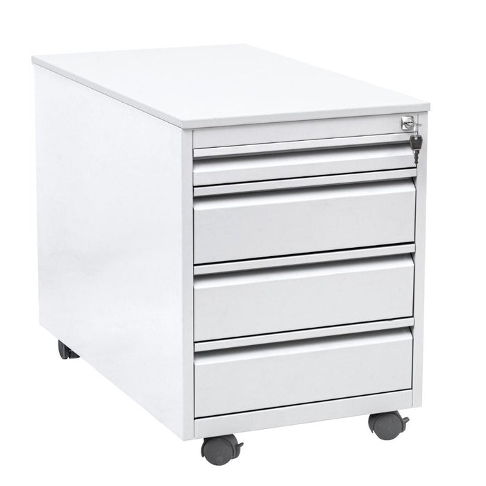 Craft Mobile Pedestal , 24"h x 18"w x 31"d , Grey , 3+1 , ( 3 shallow + 1 pen drawer )